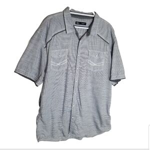 BKE Buckle Shirt Men's 3XL Athletic Fit Western Pearl Snap Blue White Striped